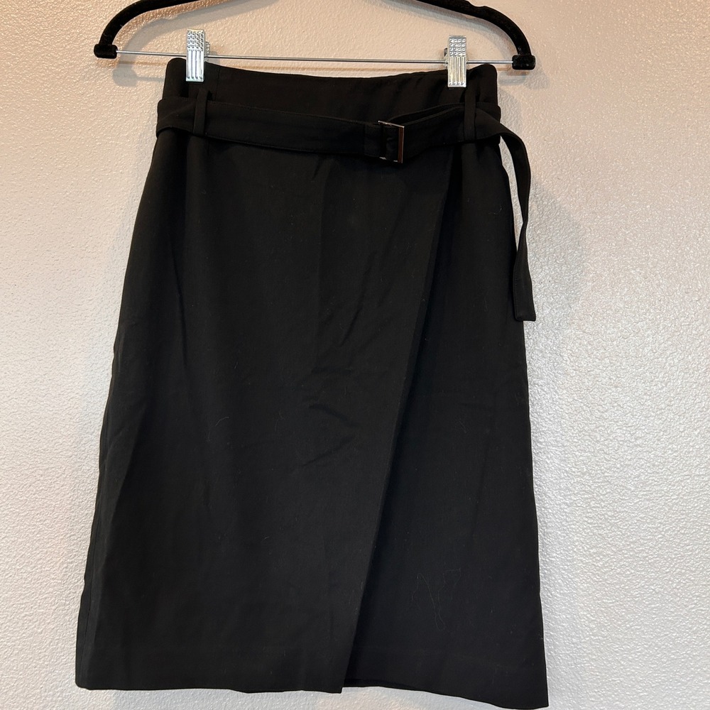 Nine West Petite Black Belted Wrap Pencil Skirt Knee Length Women's Size 6P‎